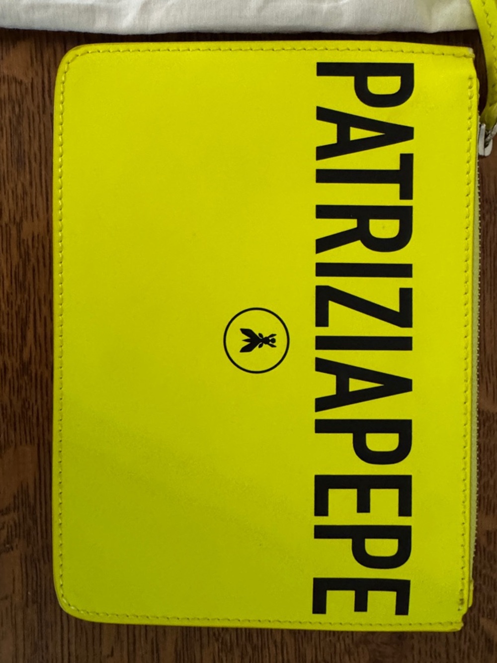 Patrizia Pepe Neon Yellow Zip Wallet with Black Logo
